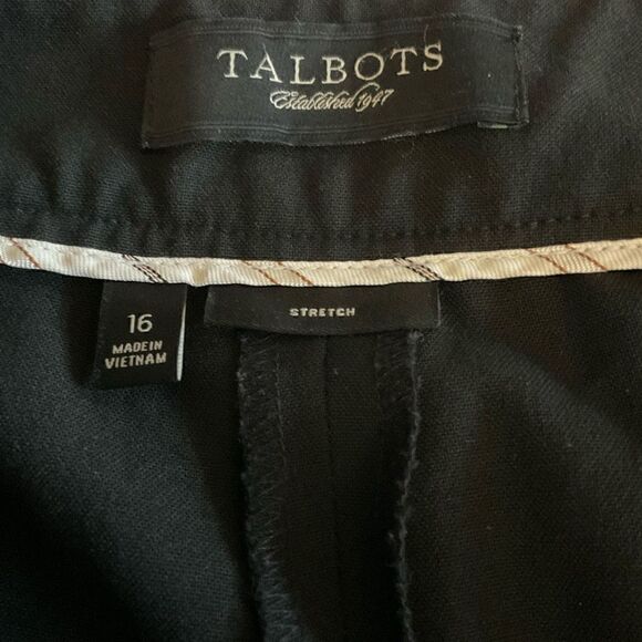 Talbots Pants Trouser Casual Stretch Black Zipper Button Front Inseam 28 Inch 16 - Picture 3 of 13
